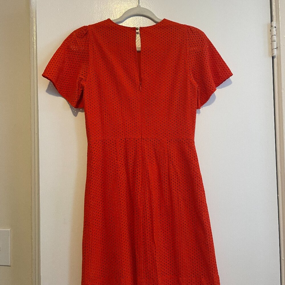 J. Crew Bright Orange Eyelet Mini Dress